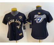 Youth Toronto Blue Jays Team Big Logo Black Gold 2025 American League Champions Limited Stitched Jersey