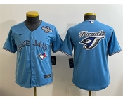 Youth Toronto Blue Jays Team Big Logo Blue 2025 World Series Cool Base Stitched Baseball Jersey