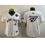 Youth Toronto Blue Jays Team Big Logo White Gold 2025 American League Champions Limited Stitched Jersey