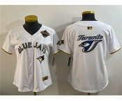 Youth Toronto Blue Jays Team Big Logo White Gold 2025 American League Champions Limited Stitched Jersey