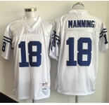 Men's Indianapolis Colts #18 Peyton Manning White Throwback Stitched Football Jersey