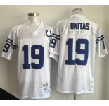 Men's Indianapolis Colts #19 Johnny Unitas White Throwback Stitched Football Jersey