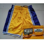 Men's Los Angeles Lakers #24 Kobe Bryant 1996-97 Yellow Hardwood Classics Soul Swingman Throwback Shorts