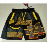 Men's Los Angeles Lakers #24 Kobe Bryant Black Golden Retired Commemorative Soul Swingman Shorts