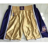 Men's Los Angeles Lakers #8 #24 Kobe Bryant Gold 1996-2016 The Hall of Fame Throwback Shorts