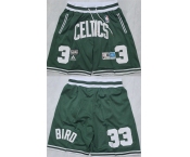Men's Boston Celtics #33 Larry Bird Green Shorts