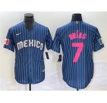 Men's Mexico Baseball #7 Julio UrÃas 2023 Navy World Baseball Classic Stitched Jersey1