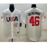Men's USA Baseball #46 Paul Goldschmidt Number 2023 White World Baseball Classic Stitched Jersey