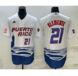 Mens Puerto Rico Baseball #21 Roberto Clemente Number 2023 White World Baseball Classic Stitched Jersey