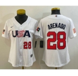 Women's USA Baseball #28 Nolan Arenado Number 2023 White World Classic Replica Stitched Jersey
