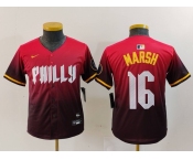 Youth Philadelphia Phillies #16 Brandon Marsh Red 2024 City Connect Limited Jersey