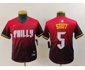 Youth Philadelphia Phillies #5 Bryson Stott Red 2024 City Connect Limited Jersey