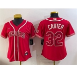 Women's Texas Rangers #32 Evan Carter Red 2026 City Connect Stadium Stitched Baseball Jersey