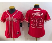 Women's Texas Rangers #32 Evan Carter Red 2026 City Connect Stadium Stitched Baseball Jersey