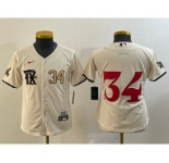 Women's Texas Rangers #34 Nolan Ryan Number Cream 2023 City Connect Stitched Baseball Jersey