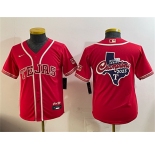 Youth Texas Rangers Team Big Logo Red 2026 City Connect Stadium Stitched Baseball Jersey