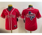 Youth Texas Rangers Team Big Logo Red 2026 City Connect Stadium Stitched Baseball Jersey