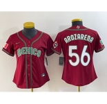 Women's Mexico Baseball #56 Randy Arozarena 2023 Red World Classic Stitched Jersey 1