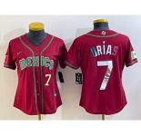 Women's Mexico Baseball #7 Julio Urias Number 2023 Red World Baseball Classic Stitched Jersey6
