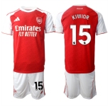 Men's Arsenal F.C #15 Jakub Kiwior 2026 Red Home Soccer Jersey Suit