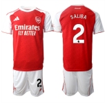 Men's Arsenal F.C #2 William Saliba 2026 Red Home Soccer Jersey Suit