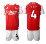 Men's Arsenal F.C #4 Ben White 2026 Red Home Soccer Jersey Suit