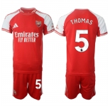 Men's Arsenal F.C #5 Thomas Red 2025 Home Soccer Jersey Suit