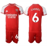 Men's Arsenal F.C #6 Gabriel Red 2025 Home Soccer Jersey Suit