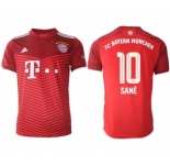 Men's FC Bayern München #10 Leroy Sané Red Home Soccer Jersey