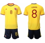 Men's Colombia #8 Lerma Yellow Home Soccer Jersey Suit