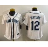 Youth Seattle Mariners #12 Josh Naylor White Cool Base Stitched Baseball Jersey