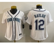 Youth Seattle Mariners #12 Josh Naylor White Cool Base Stitched Baseball Jersey