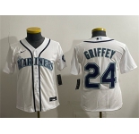 Youth Seattle Mariners #24 Ken Griffey Jr. White Cool Base Stitched Baseball Jersey