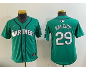 Youth Seattle Mariners #29 Cal Raleigh Aqua Alternate Limited Stitched Jersey