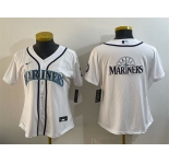 Youth Seattle Mariners Team Big Logo White Cool Base Stitched Baseball Jersey