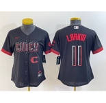 Women's Cincinnati Reds #11 Barry Larkin Black 2023 City Connect Cool Base Stitched Jersey1