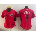 Women's Cincinnati Reds #7 Spencer Steer Red 2026 City Connect Stadium Stitched Baseball Jersey