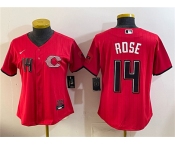 Women's Cincinnati Reds #14 Pete Rose Red 2026 City Connect Stadium Stitched Baseball Jersey