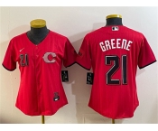 Women's Cincinnati Reds #21 Hunter Greene Red 2026 City Connect Stadium Stitched Baseball Jersey