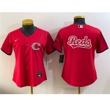 Women's Cincinnati Reds Team Big Logo Red 2026 City Connect Stadium Stitched Baseball Jersey