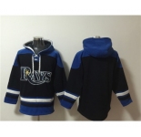 Men's Tampa Bay Rays Blank Black Blue Lace-Up Pullover Hoodie