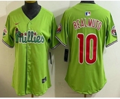 Women's Philadelphia Phillies #10 JT Realmuto Light Green Fashion Cool Base Jersey