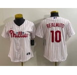 Women's Philadelphia Phillies #10 JT Realmuto White Stitched Cool Base Nike Jersey
