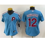 Women's Philadelphia Phillies #12 Kyle Schwarber Blue Stitched Baseball Jersey