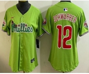 Women's Philadelphia Phillies #12 Kyle Schwarber Light Green Fashion Cool Base Jersey