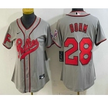 Women's Philadelphia Phillies #28 Alec Bohm Name Gray 2026 Field of Dreams Stadium Stitched Jersey