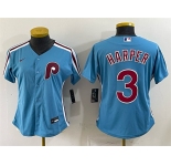 Women's Philadelphia Phillies #3 Bryce Harper Blue Stitched Baseball Jersey
