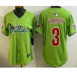 Women's Philadelphia Phillies #3 Bryce Harper Light Green Fashion Cool Base Jersey