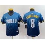 Women's Philadelphia Phillies #8 Nick Castellanos Blue 2024 City Connect Limited Stitched Jersey