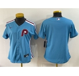 Women's Philadelphia Phillies Blank Blue Stitched Baseball Jersey